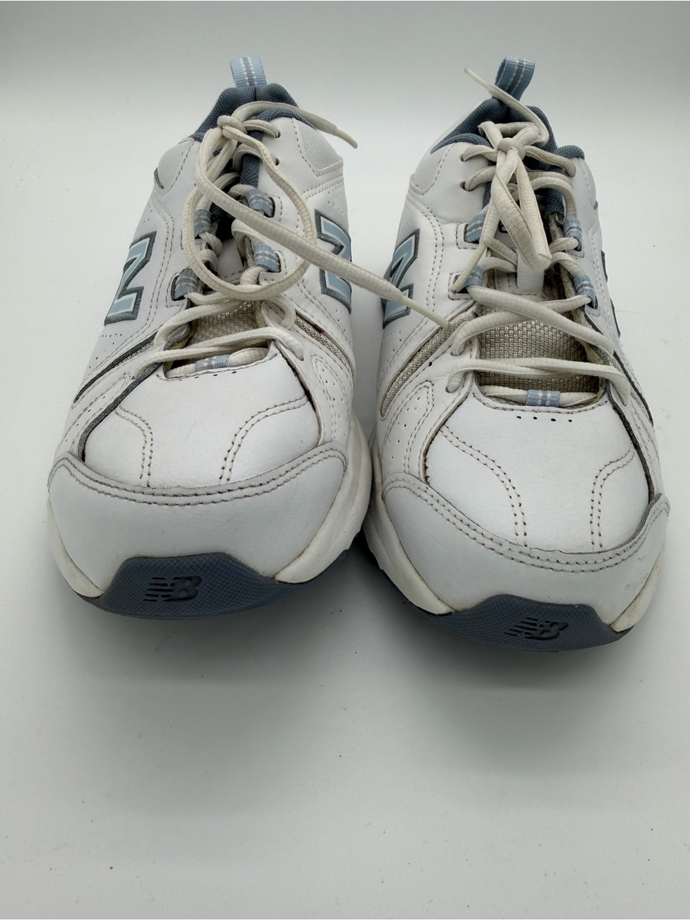 New Balance Kids White and Light Blue Athletic Sneakers